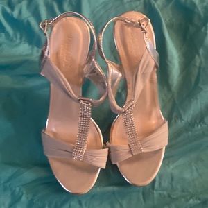 DAVID BRIDAL Silver Formal Heels